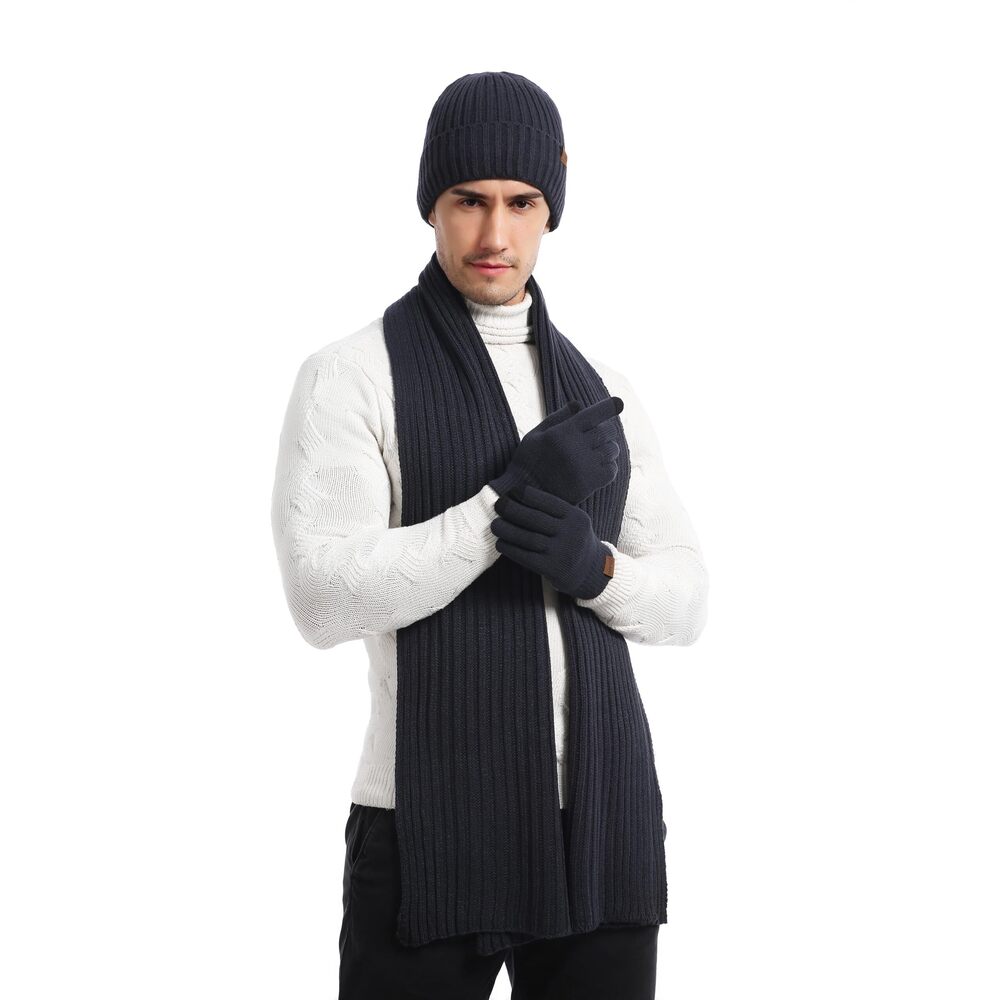 8187 Winter Hats Scarf with Touchscreen Gloves Set Warm 's Beanie Hats